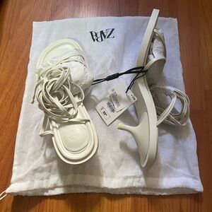 Zara Cream White Leather Lace Up Strappy Heels Sandal